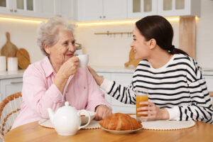 A caregiver trained in Alzheimer’s care can help your senior parent deal with changes to their eating.